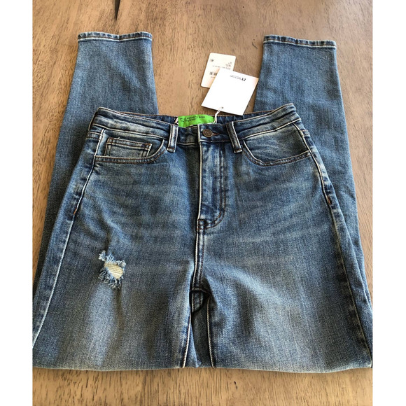 Free People v. Sandrine Rose High Waist Straight Fit Indigo Distressed Jeans- 26 - Picture 4 of 7
